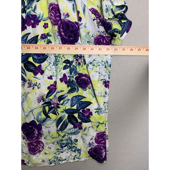 Torrid Georgette Chain-Link Cold Shoulder Boho Blouse Size 4 Purple Green Floral - Picture 5 of 7